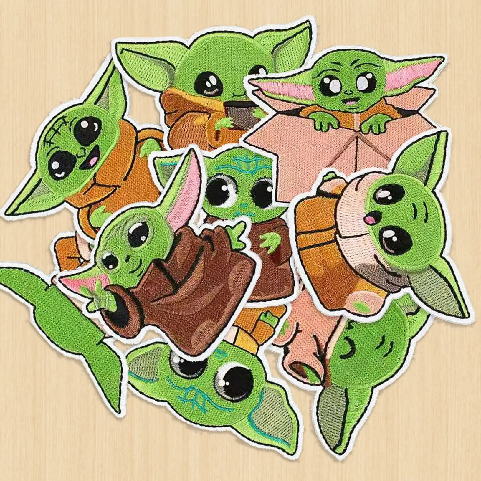 

9Pcs/set Cartoon Yoda iron on Embroidery Patches for Repair Clothes Jackets Fabric Stickers DIY Decor Jeans Sew Hat Applique