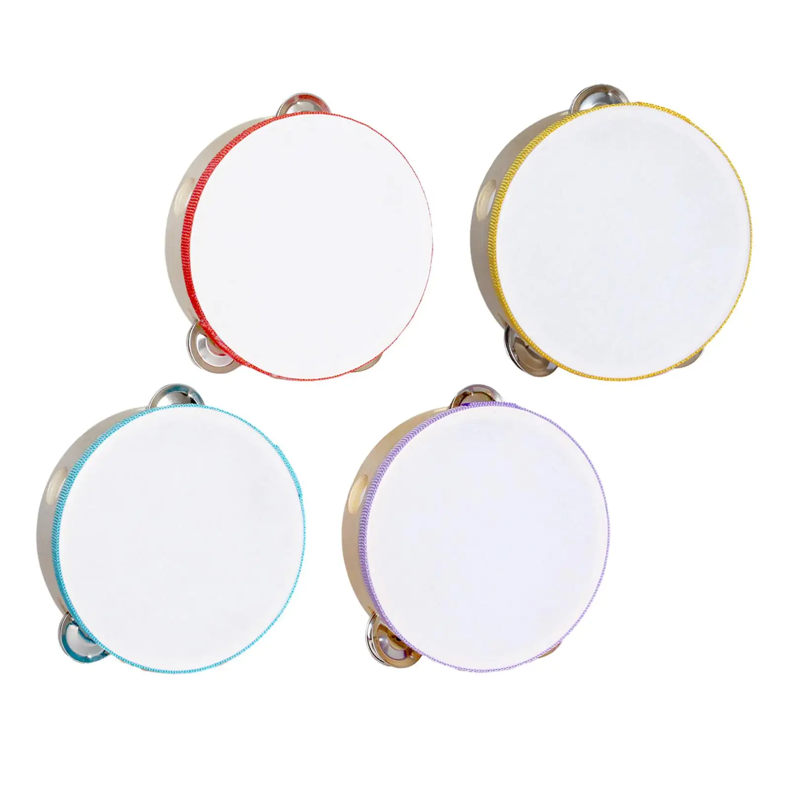 Tambor de pandereta de madera, pandereta de doble fila, tambor de mano, campana de Metal, percusión para niños, niños, KTV, fiesta de adultos