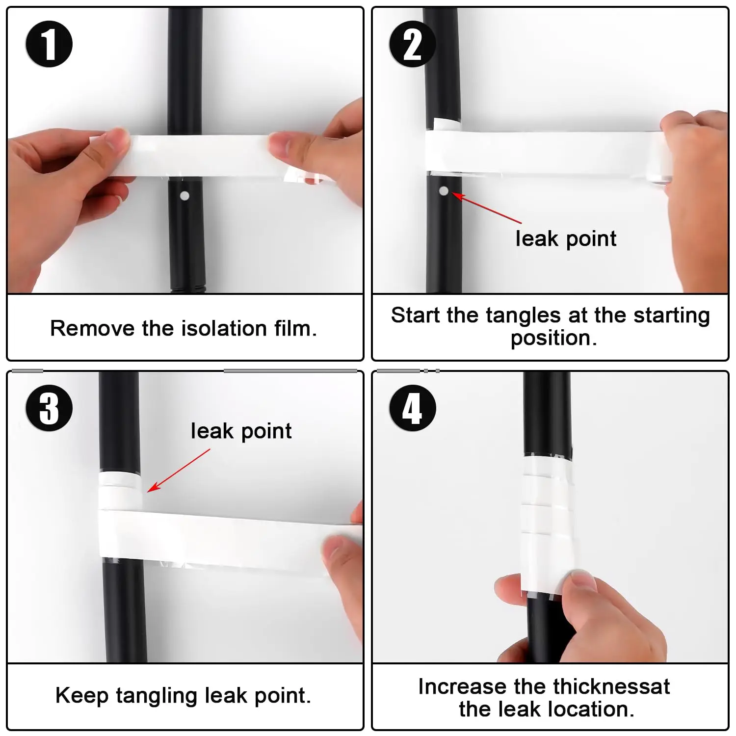 Adesivo isolante per riparazione rapido a prova di perdite per tubi dell'acqua con nastro in silicone impermeabile in PVC super resistente