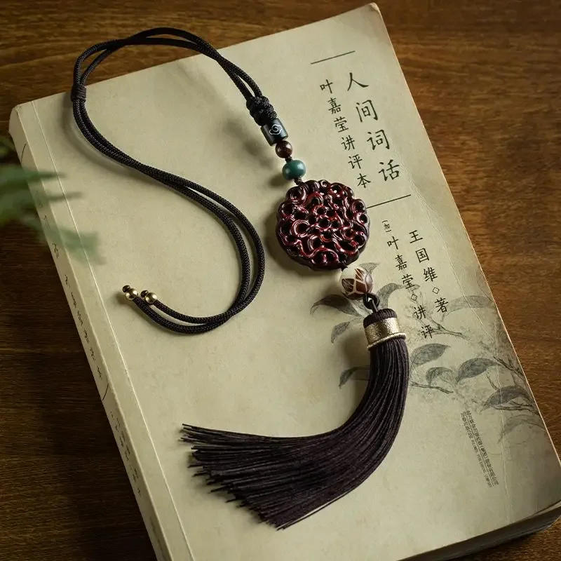 

Rosewood Passepartout High-end Car Pendant Men's and Women's Car Rearview Mirror Hanging Jewelry Safe in And Out Blessing Charms