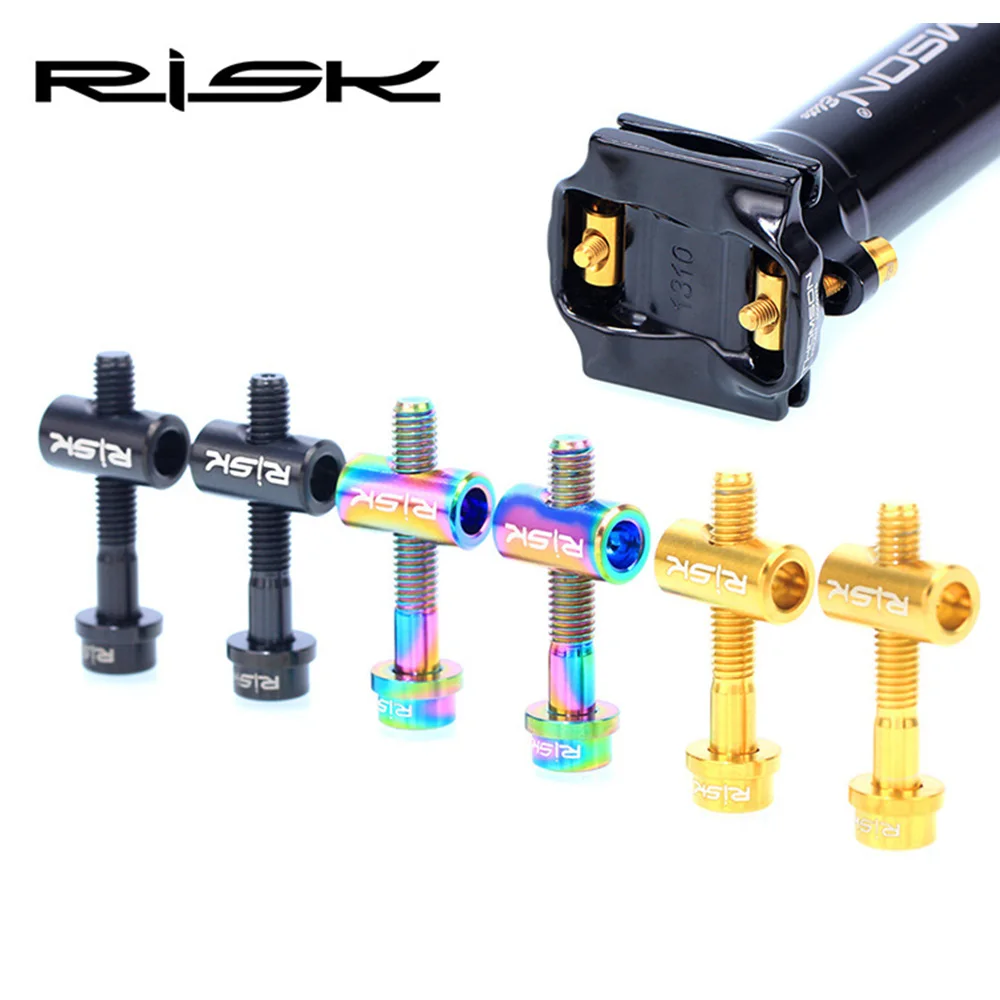 RISK Seat Rod Titanium Alloy Screw Seatpost Fixing Screw M5x30/40mm 2Pcs Bike Seat Post Fixed Bolts TC4 Titanium