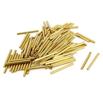 100 Pcs M2 Female Thread Brass Pillar Standoff Hexagonal Spacer 33mm Length