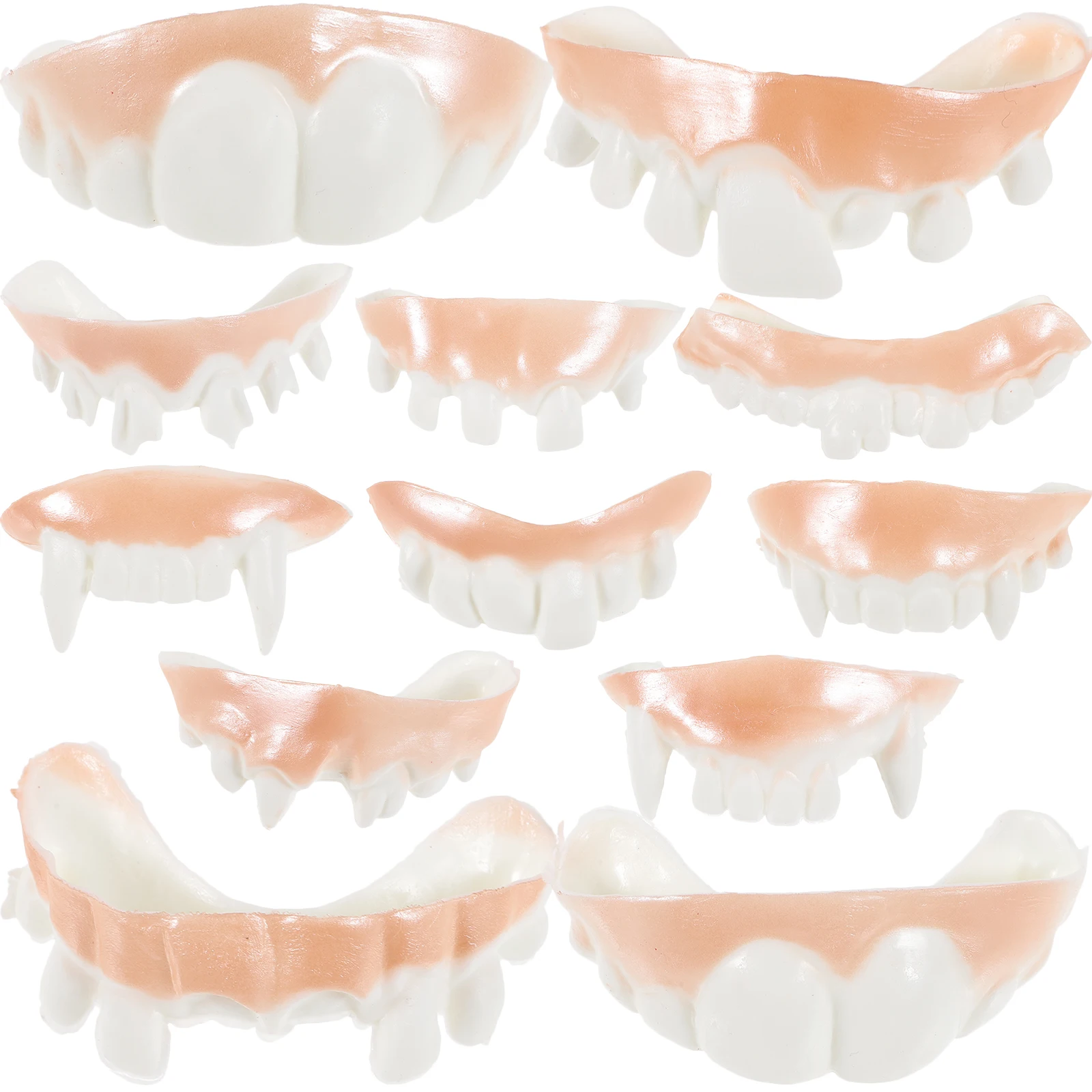 

24pcs Halloween Fake Teeth Dentures Funny Plastic Costume Party Accessories Scary Decorations Adult Cosplay Tooth Set
