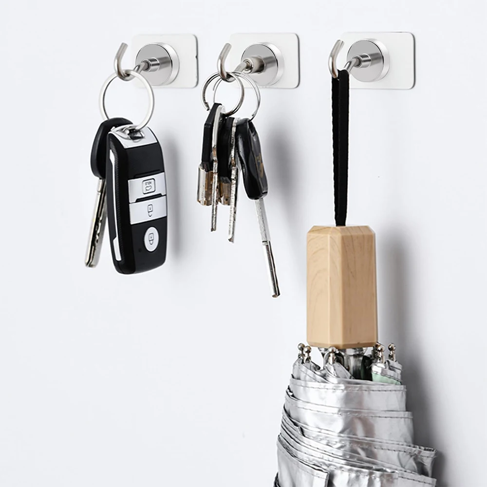 10/20Pcs Super Strong Neodymium Powerful Magnetic Hooks Ring Metal with Curved Hook Hanger for Hanging,Fridge,Wall,Key
