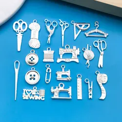 Mix 20 pieces/Bright Silver Sewing Machine Series Jewelry Making DIY Craft Halloween Thanksgiving Fashion Accessories
