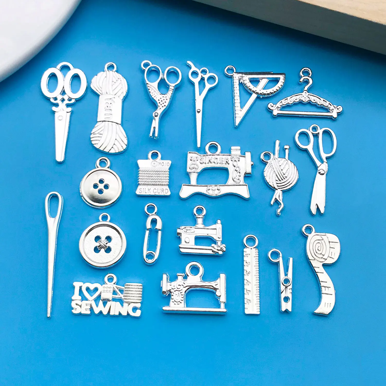 Mix 20 pieces/Bright Silver Sewing Machine Series Jewelry Making DIY Craft Halloween Thanksgiving Fashion Accessories