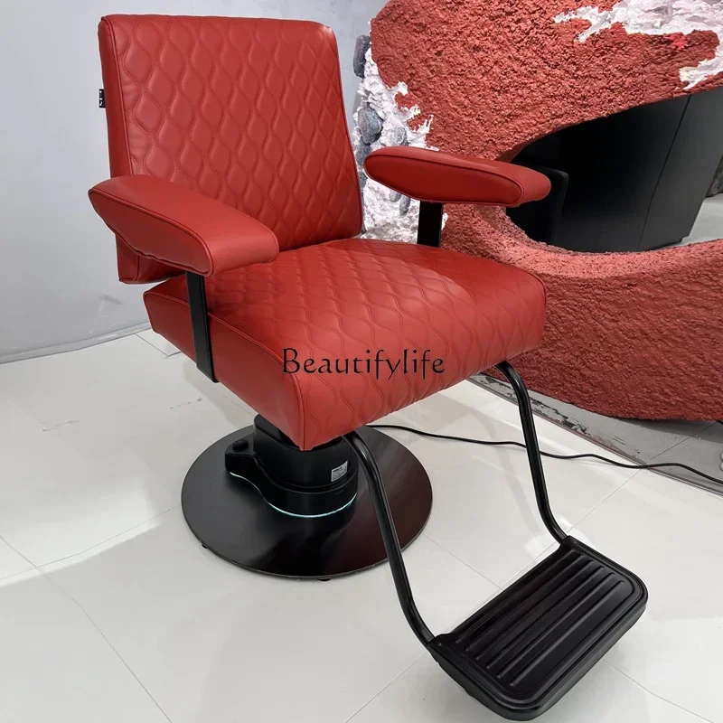 Salon Chair for Hair Salon Lifting Hair Cutting High-Grade Perm Dyed Leather Barber Chair