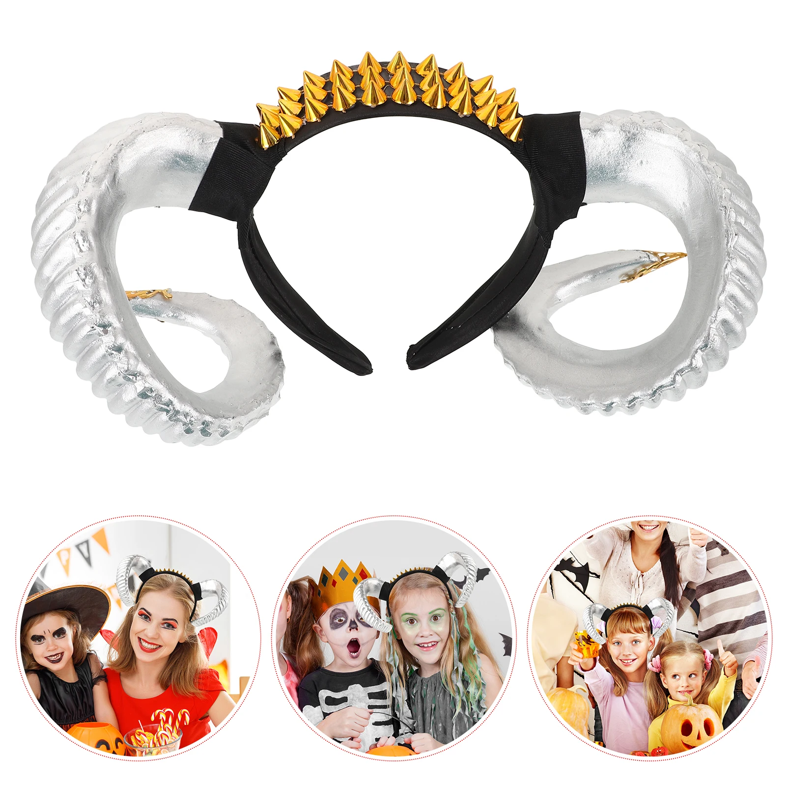 

Пластиковые заколки для волос с рогом на Хэллоуин, серебряная повязка на голову в стиле панк для женщин, декор для вечеринки, косплей, аксессуары с рогами