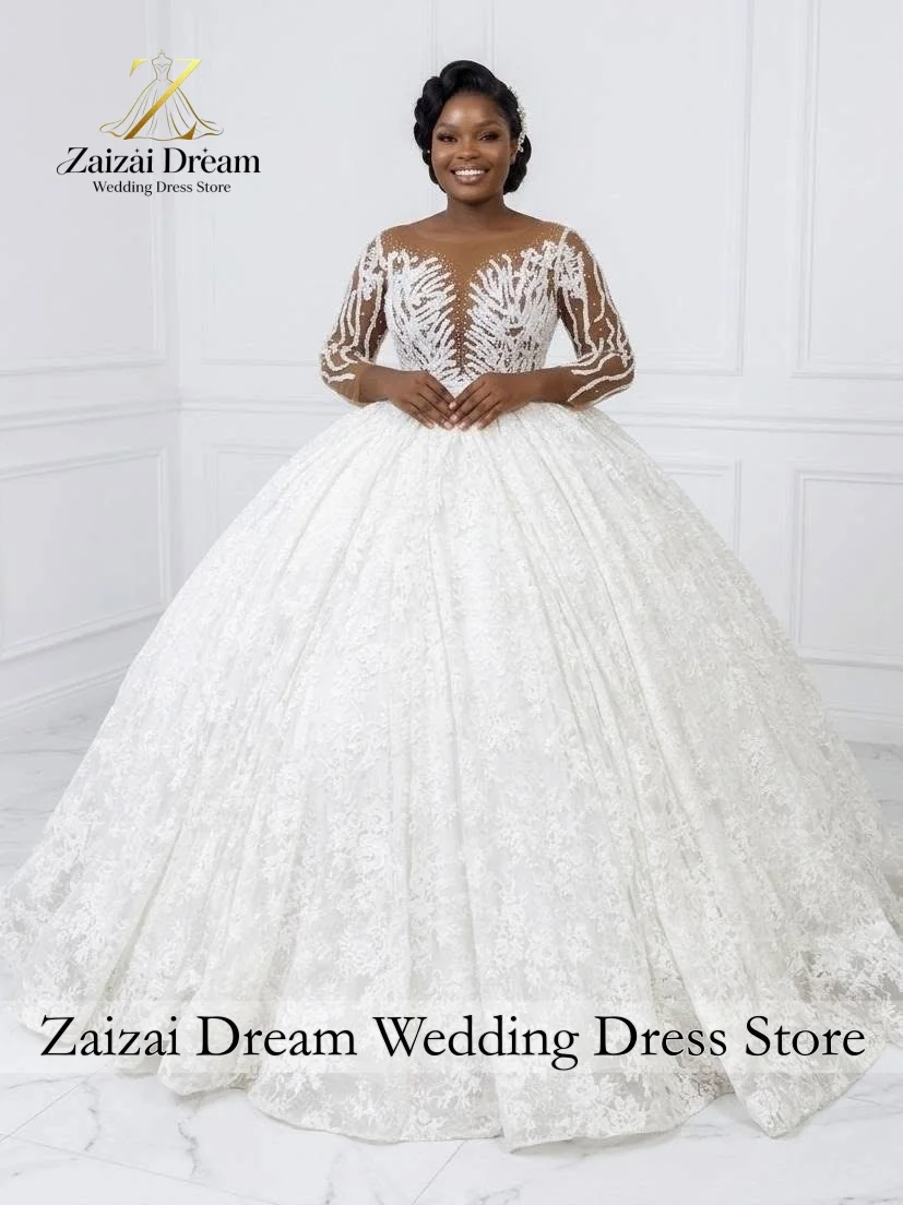 Customized Luxury Off Shoulder Sleeves Wedding Dresses 3D Flower Lace Celebrity Dress Exquisite High Quality Prom Party Gown