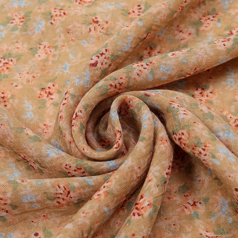 Vintage Cotton Linen Patchwork Scarf Women Pleated Scarf Long Floral Square Scarf Shawl Fashion Winter Warm Casual Scarf Shawl
