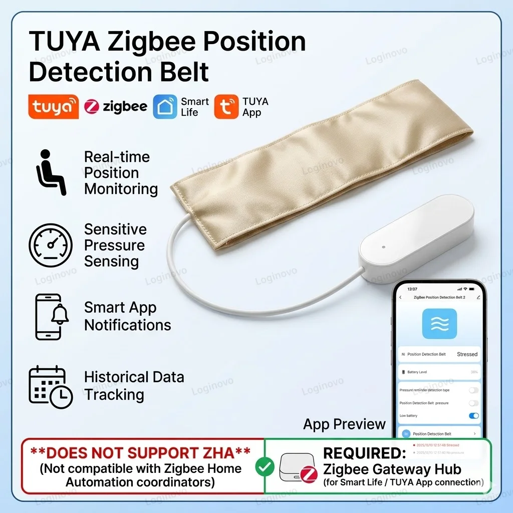 

Tuya Zigbee Gravity Pressure Sensor Pad Bed Load Detector Medical Patient Monitor For Smart Life Automation Gateway Required