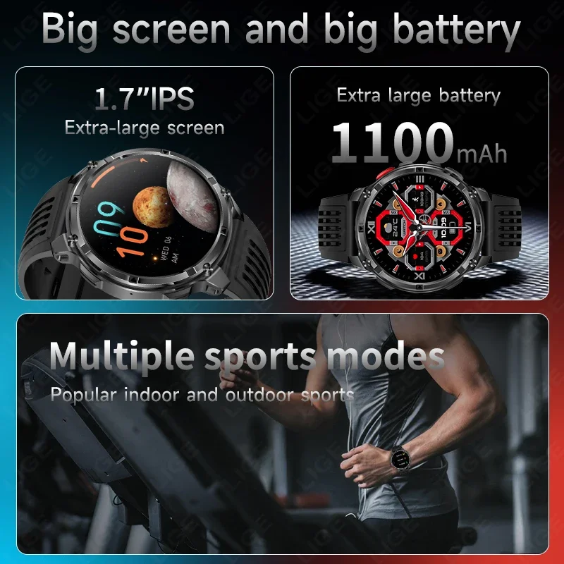 2026 New T-Rex3 Pro 1100mAh Battery Smart Watch 5ATM Waterproof Sports Run Tracker Outdoors Compass Military Smartwatch for Men