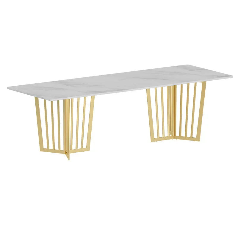 Nordic long marble desk company staff training table and chair combination is simple