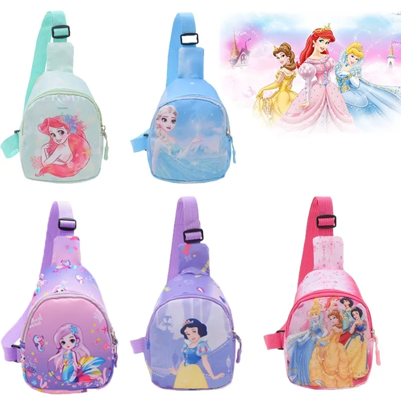 Disney-mochila de la serie Princess Kindergarten para niños, bolso de escuela primaria de primavera, bolso cruzado de dibujos animados, monedero