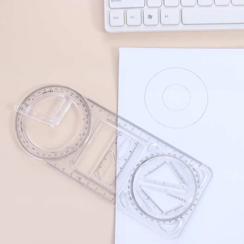 Règle d'angle multifonctionnelle 360° pour dessin technique °   Règle géométrique mobile en plastique, modèle de dessin droit pour l'école primaire