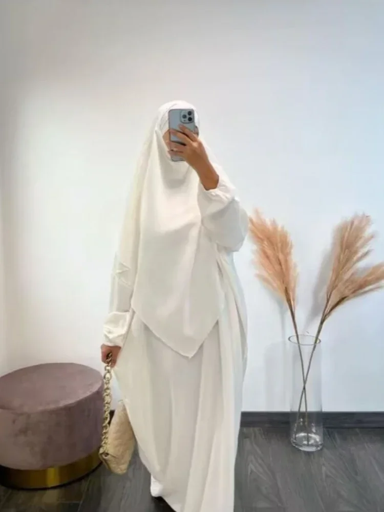 

Khimar and Abaya Jilbab 2 Piece Set Matching Muslim Women Hijab Dress Ramadan Eid Prayer Garment Niqab Islam Outfit Dubai Burqa