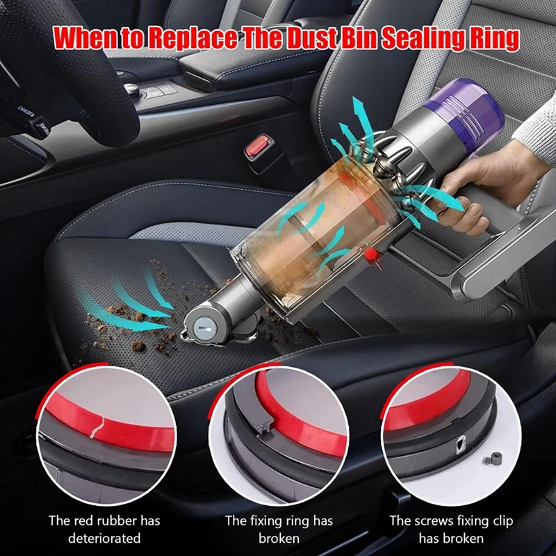 A16F-Dust Bin Top Fixed Sealing Ring For Dyson V10 SV12 Vacuum Dirt Cup Replacement Parts Canister/Dustbin Seal Accessories