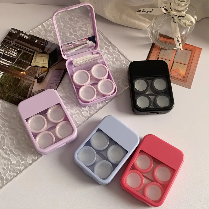 

1Set Contact Lens Case with Mirror Portable Contact Lens Holder Case with Tweezer Contact Applicator Solution Bottle Lens Holder