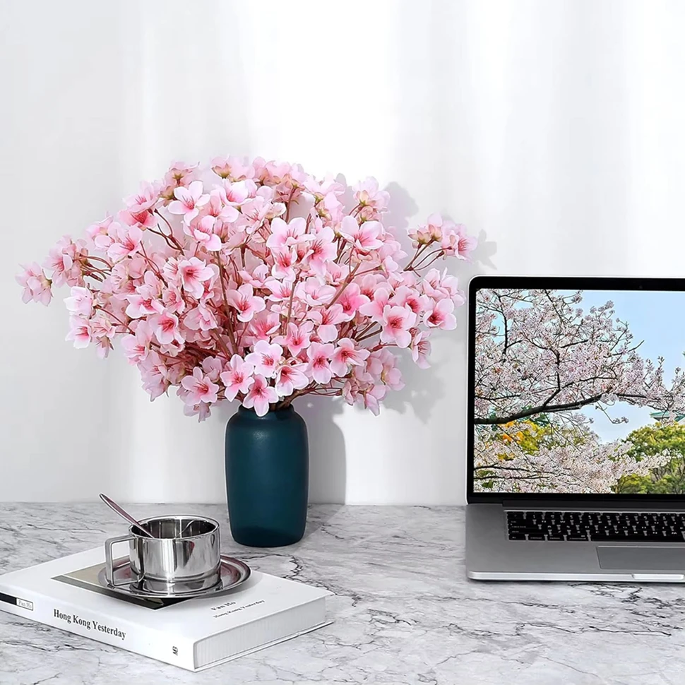 

1pc Artificial Silk Peach Blossom Spring Arrangement Home vase Wedding Table Indoor Party Garden Holiday Party DIYbonsaiNewyear
