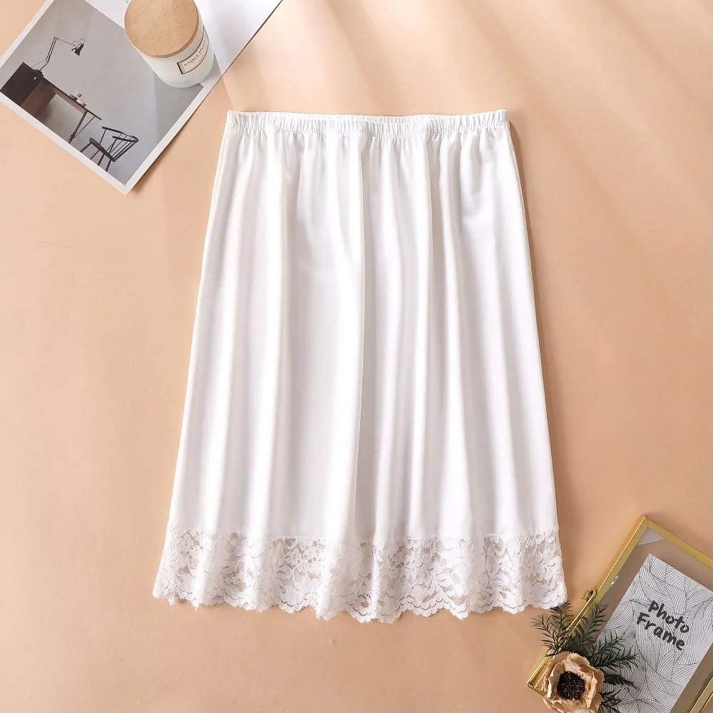 

Thin Ice Silk Modal Female Half Length Skirt Anti-glare Lace Underskirt Mesh Flower Pure Color Innerwear Short Skirt Women