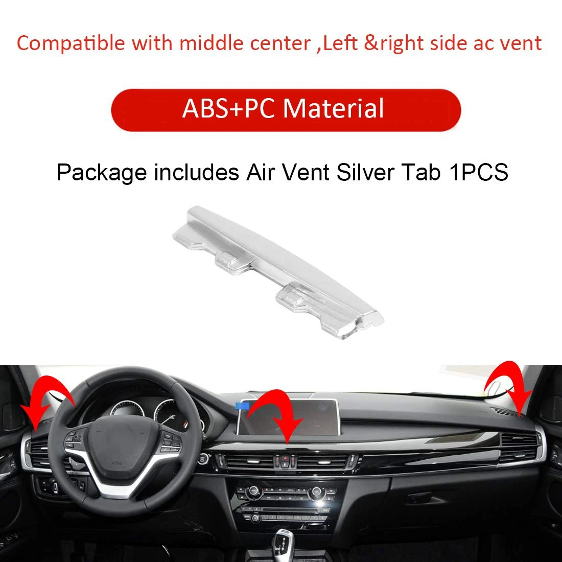 ABQB-Car Center Console Air Conditioning Vent Outlet Clip Tab Trim Front Row AC Vent Clip For-BMW X5 X6 F15 F16 2014-2018
