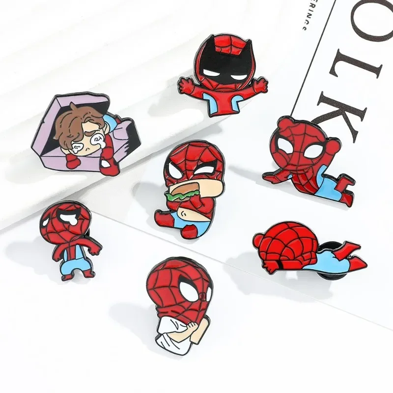 Q version Spider-Man brooch ins European and American Marvel peripheral cartoon cute super cute metal badge gifts wholesale