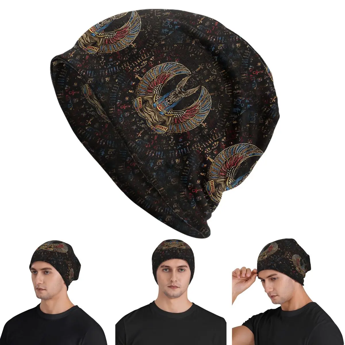 

Anubis Egyptian God Skullies Beanies Hats Warm Autumn Winter Outdoor Cap Knitted Bonnet Caps for Men Women Adult