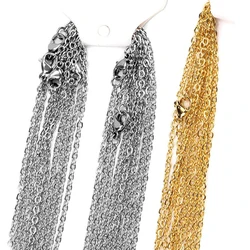 5pcs/lot Stainless Steel Rolo Chain 2mm Gold Color Necklace Chains with Lobster Clasp for DIY Women's Chain Choker Jewelry Chain
