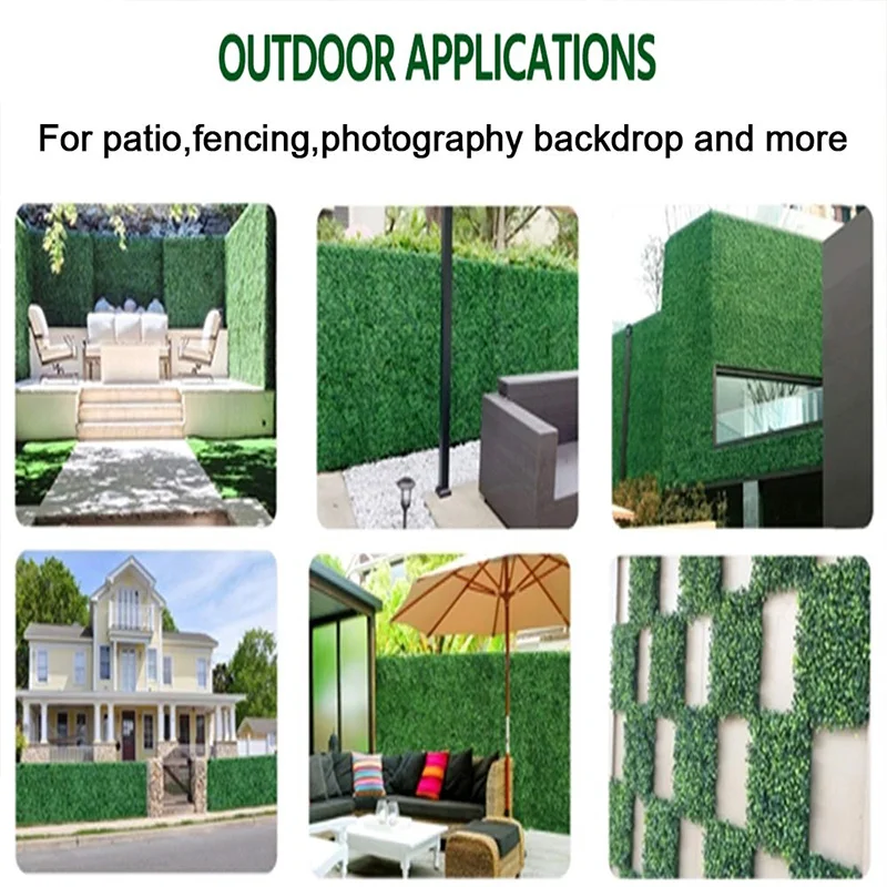 Artificial Plants Grass Wall Panel Boxwood Hedge Greenery UV Protection Green Decor Privacy Fence Backyard Screen Wedding