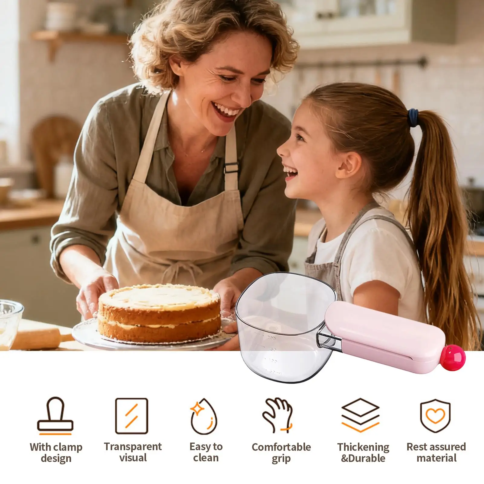 Flour Measuring Cup With Bag Clip Portioning Kitchen Utensil Multi-Functional Food Scoop For Home Apartment Restaurant Cafe view 5
