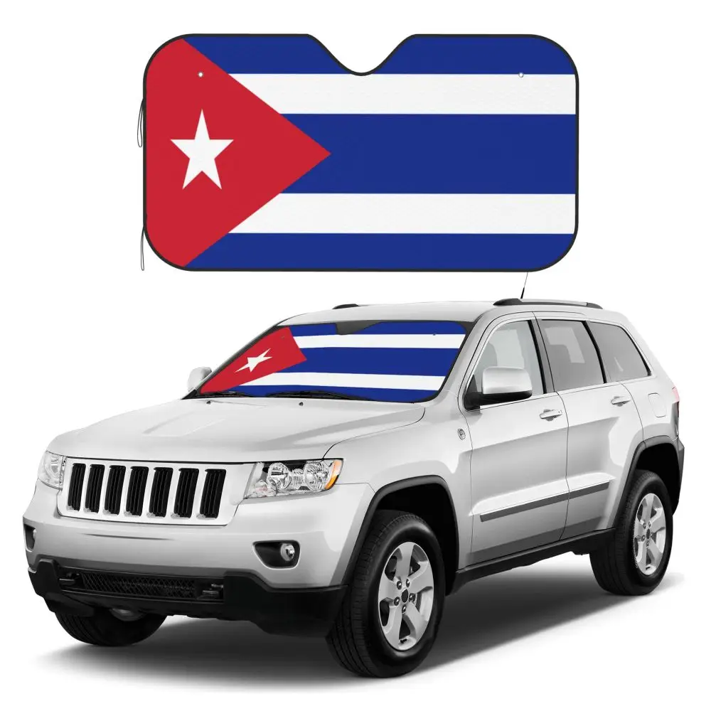 Cuba Flag Car Reflective Sun Blocker Fits Small Sedans, Mini SUVs  Standard  Sunshade  Car Accessories