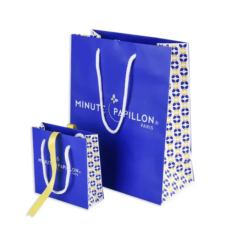 Custom Private Logo Printed Black Small Personalized Luxury Shopping Tote Gift Paper Bags With Chain Handles For Jewelry