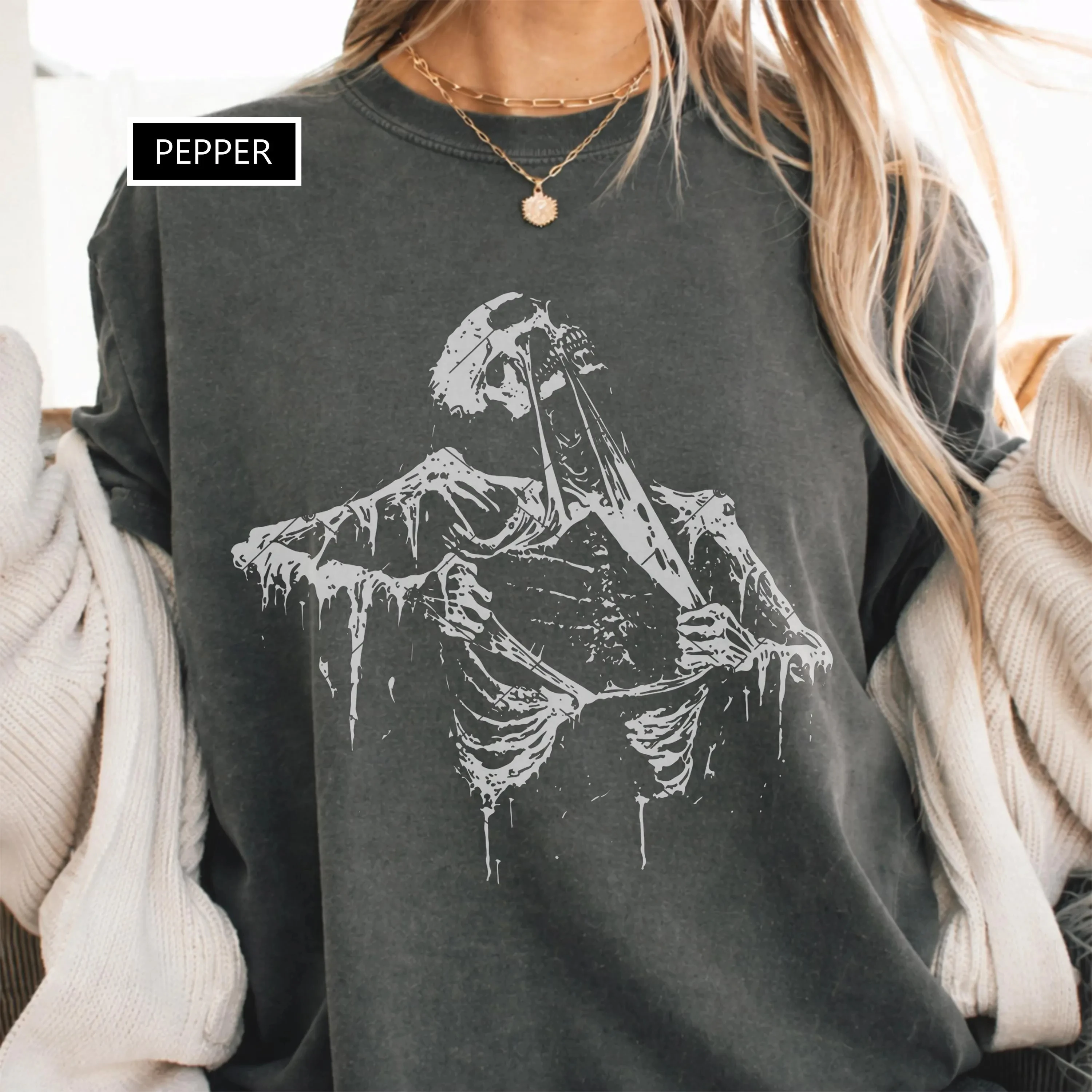 

Plus Size Summer Women's Retro Skeleton Graphic T-Shirt Cotton Breathable Stylish Versatile Street Style Oversized