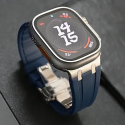 Sports Band for Apple Watch Series 10 Ultra 46mm 2 49mm 45mm 44 Butterfly Clasp Strap for IWatch 9 8 7 Se 6 5 Silicone Bracelet
