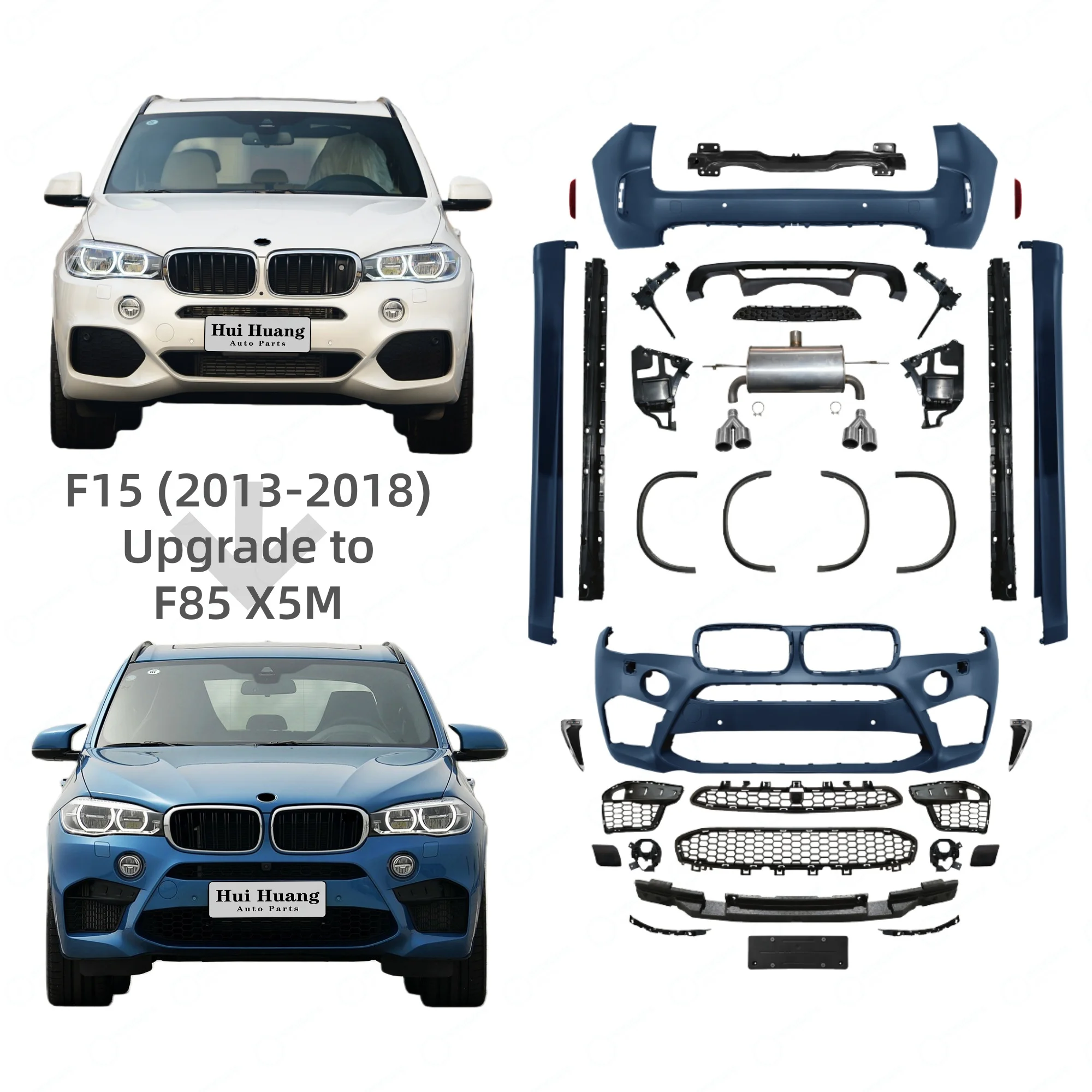 Body Kit for  X5 F15 2013 2014 2015 2016 2017 2018 Upgrade F85 X5M with Front Bumper Assembly Grilles Rear Bumper Tail Pipes