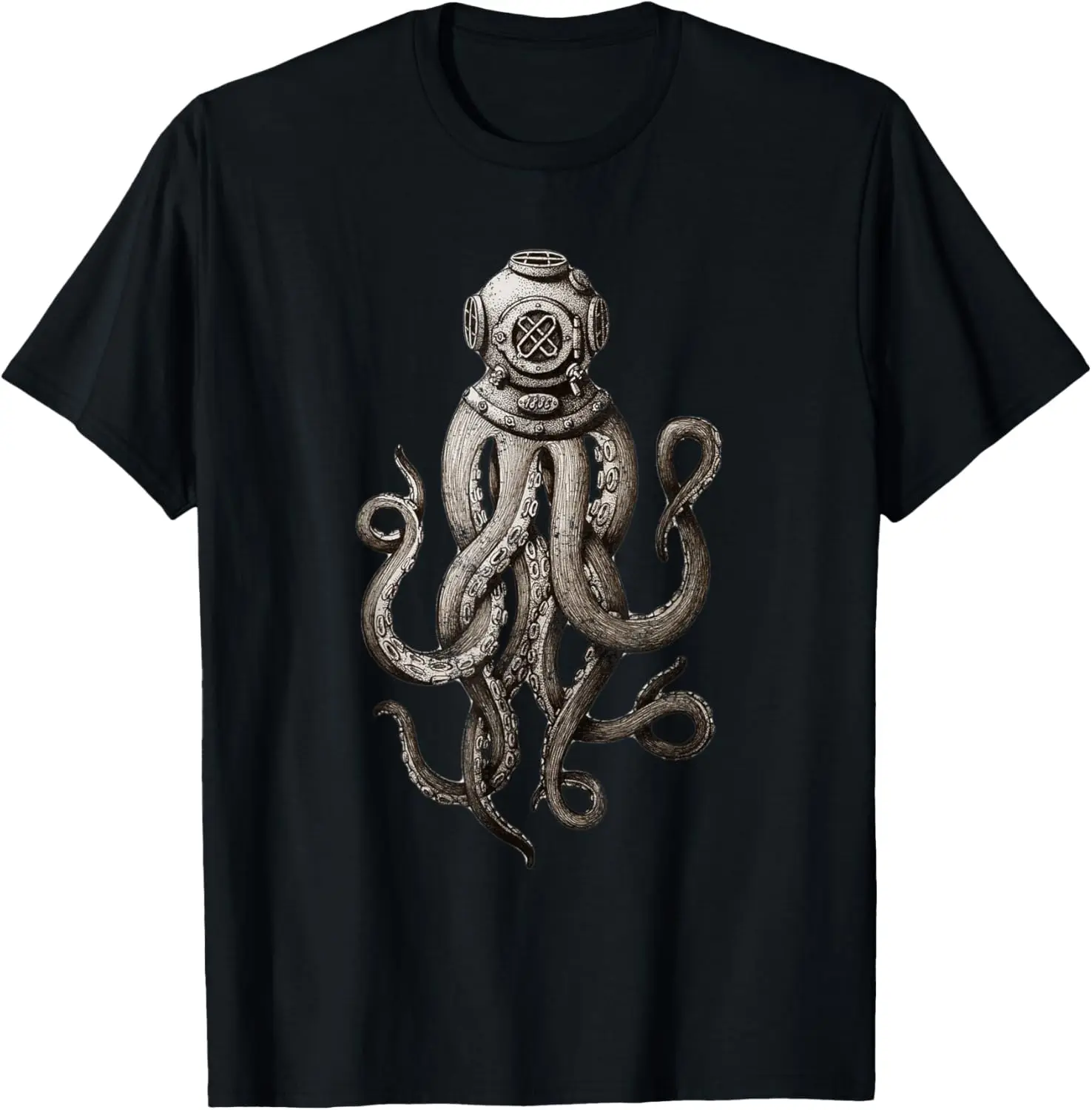 Retro SCUBA Diver Weird Octopus Design, Octopus Helmet T-Shirt