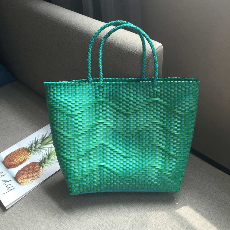 

Handwoven Eco-Friendly Beach Basket Single oulder Bag Large Capaci Trendy Women's Holiday Ins Clear Handbag