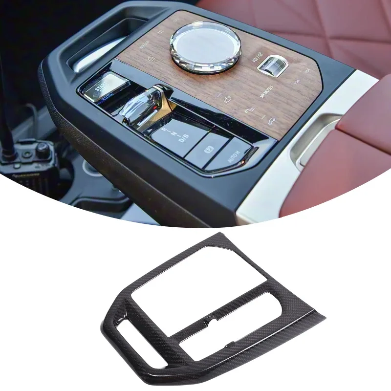 

Gear Shift Frame Trim Sticker Car Gear Shifter Panel Protective Cover Car Accessories Real Carbon Fiber For BMW iX I20 2022-2024
