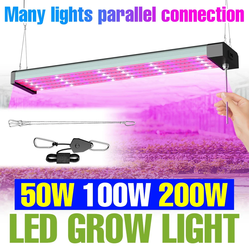 200W LED Plant Lamp Full Spectrum Grow Lights Hydroponics Phytolamp Greenhouse Tent Growth Box Cultivation Fill Lighting 30/50CM