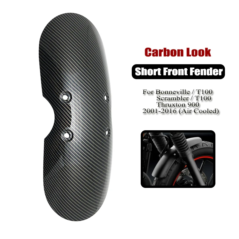 Carbon Look Motorcycle Short Front Fender Cafe Racer Mud Flap Guard Mudguard Fit For Bonneville T100/Scrambler FOR Thruxton 900