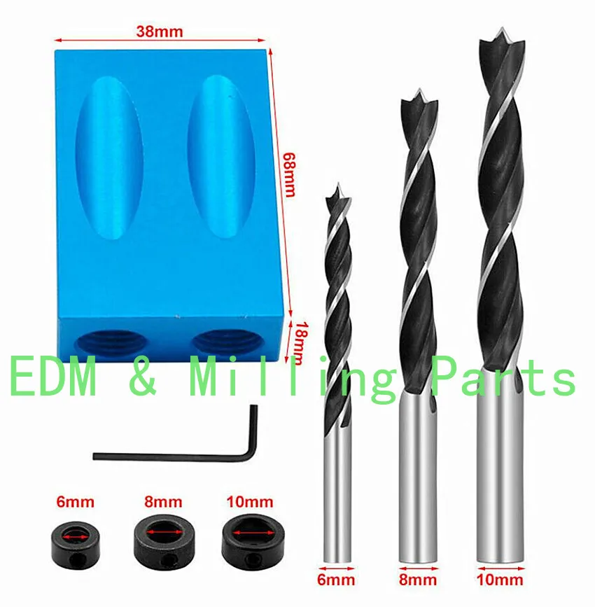 CNC DIY 포켓 홀 나사 지그 장부촉 드릴 목수, 목공 도구 로케이터, 15 도, 14 개/세트