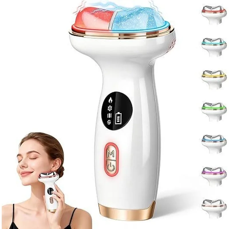 New Hot Cold Color Light Neck Beauty Device Microcurrent Neck Lift Tighten Facial Skin Rejuvenation Essence Import Face Massager
