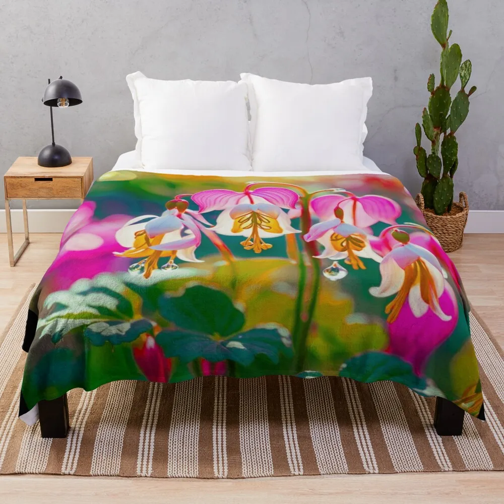 The Flowers Bleeding heart v4 Throw Blanket Flannels Decorative Sofa Bed linens Cute Blankets