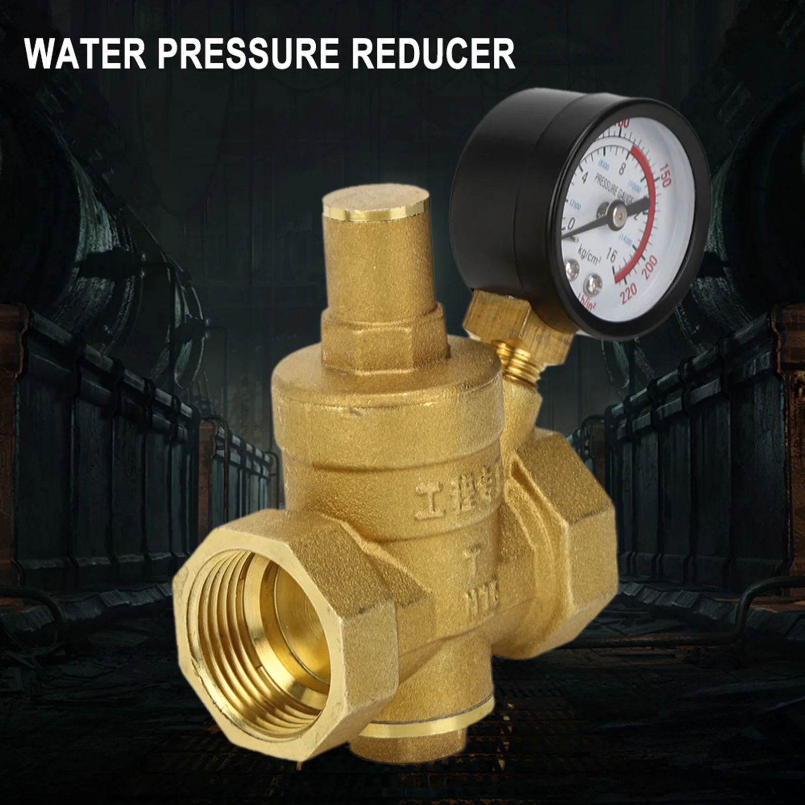 DN25 Brass Adjustable Water Pressure Reducing Regulator Reducer Gauge Meter Water Pressure Reducer Water Pressure Regulator