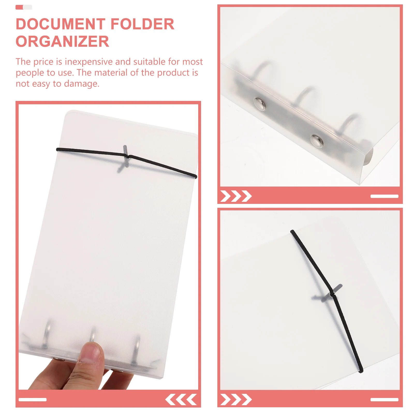 

5pcs Clear 3 Holes Binder Shell Document Organizer Aesthetic File Holder For Office School Use Storage Folder Heavy Duty