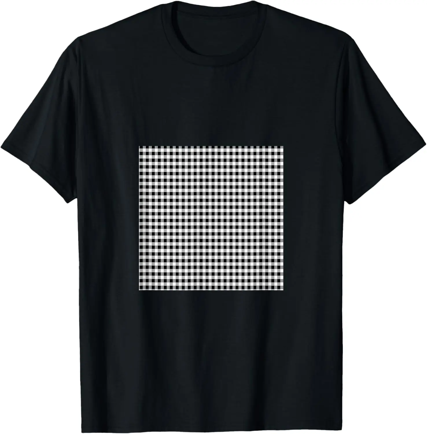 

Черно-белая футболка в клетку, в клетку, в клетку, с узором