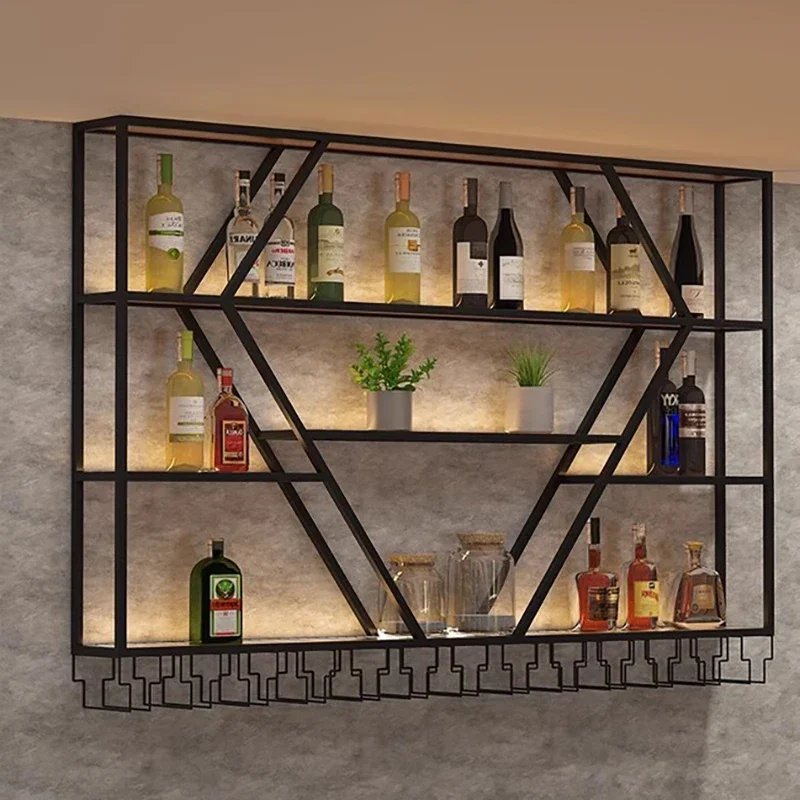 Movable Commercial Bar Beverage Cabinet Wine Rack Wall Shelf Liquor Storage Living Room Vinegar Shop Furniture Drinks Showcase