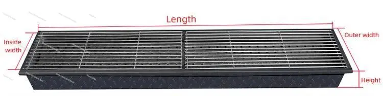150cm Long Outdoor Garden Large Gas And Charcoal Grill Combo Smokeless Barbecue BBq Commercial Grill Charcoal Bbq