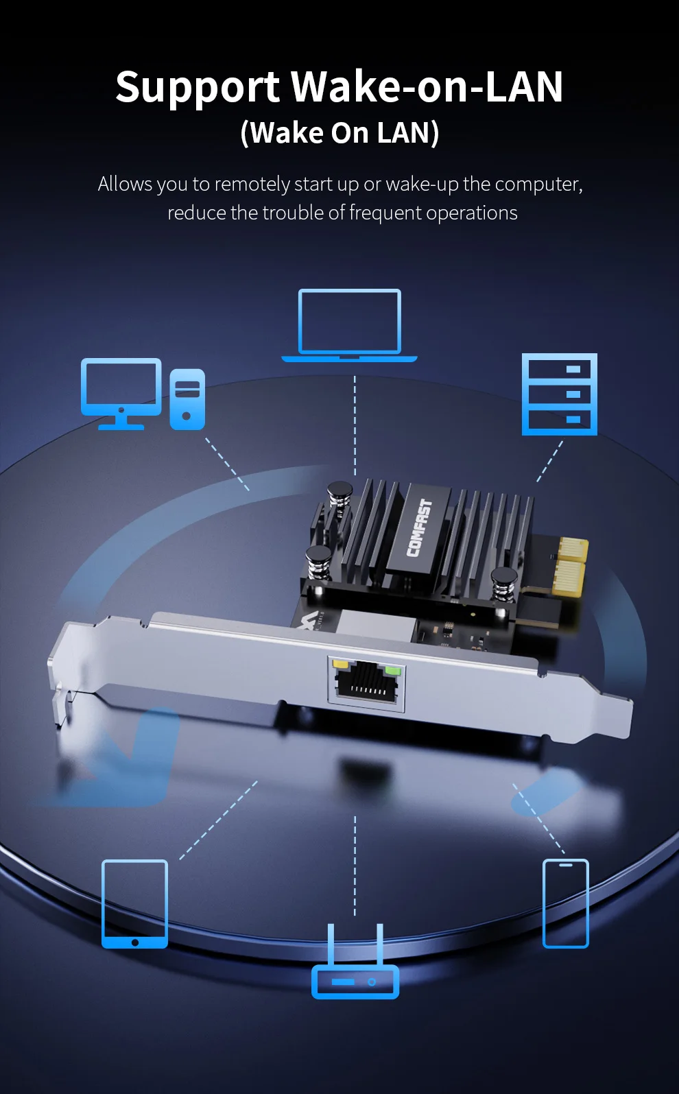 Comfast PCI-E ネットワークコントローラカードイーサネット PCI-E ワイヤレスアダプタコンバータ拡張アダプタカード Windows 7/10/11/Linux 用