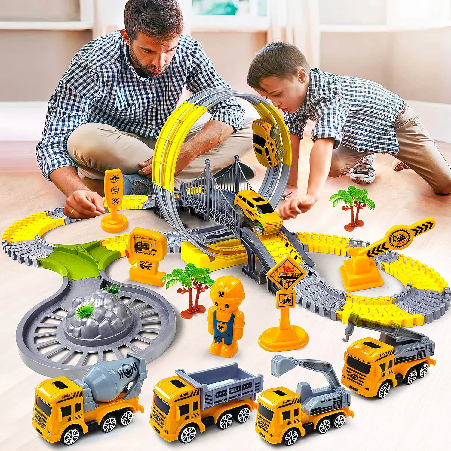 Flexible Railway Racing Play Game Track Rail Car Toys Engineering Car Kids Educational Toys Train for Children Birthday Gift